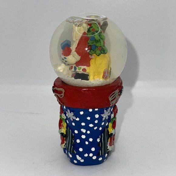 Mini Stocking Snow Globe,Santa Holding‎ Gingerbread House 3.25" - Picture 3 of 9